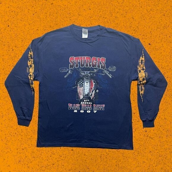 Harley-Davidson Other - Y2k Sturgis long sleeve shirt biker Harley Davidson navy blue men’s XL